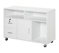 HOMCOM Mobile Porta Stampante Multiuso Cassetti con Serratura Nero e Bianco