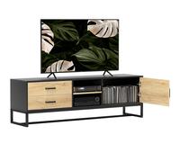 HOMCOM Mobile Porta TV 60" con Armadietto, 2 Cassetti e Ripiani Legno Naturale