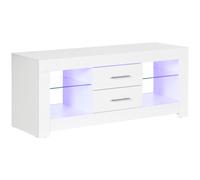 HOMCOM Mobile Porta TV da 55" con Luci LED 12 Colori e Telecomando Bianco