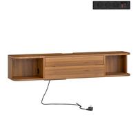 HOMCOM Mobile Porta TV fino 50" Sospeso con Prese di Corrente, USB e Tipo C, Cassetto e Ripiani, 120x24x22.4 cm, Noce Aosom Italy