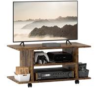 HOMCOM Mobile Porta TV Moderno con Ripiani, Ruote Girevoli e Freni, 80x40x40 cm, Marrone Rustico Aosom Italy
