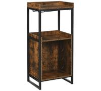 HOMCOM Mobile Portabottiglie Stile Industriale, Cantinetta Vini per 9 Bottiglie con Portacalici e Ripiani, 52x40x113cm, Marrone