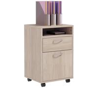 HOMCOM Mobile Portadocumenti con Cassetto e 4 Ruote Marrone Nero