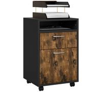 HOMCOM Mobile Portadocumenti con Cassetto e 4 Ruote Marrone Nero