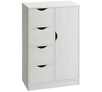 HOMCOM Mobile portaoggetti per credenze, cassettiera moderna, 1 armadio e 4 cassetti, pannelli truciolari, per soggiorno, cucina, ingresso, sala da pranzo, bianco