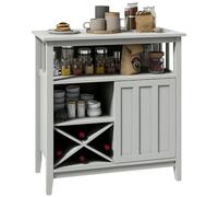 HOMCOM Mobile portaoggetti per credenze, cucina, con ripiano regolabile, porta scorrevole, 2 file porta vetro e nicchia, aperto, 80 x 40 x 82 cm, grigio
