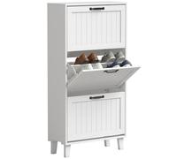 HOMCOM Mobile Portascarpe con 3 Cassetti Ribaltabili, Ripiani Regolabili