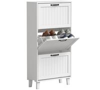 MOBILE PORTASCARPE HOMCOM IT837-742V80WT - Armadio in MDF Bianco con 3 porte e 3 ripiani, 60x24x118 cm