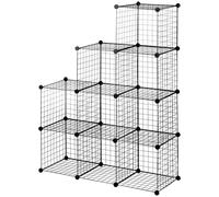 HOMCOM Mobile Salvaspazio 9 Cubi in Rete in Acciaio e PP per Soggiorno e Ufficio