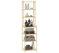 HOMCOM Mobile Scaffale Bagno in Bambù a 7 Ripiani Portaoggetti, Scaffalatura per Doccia, Mensola Libreria Mobile Contenitore per Soggiorno e Salotto, 44x33x180 cm, Colore Legno