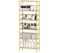 HOMCOM Scaffale Portaoggetti in Bambù a 6 Ripiani Moderno, Legno Naturale | Libreria Scaffale, Ripiani Regolabili, per Bagno, Soggiorno, Camera da Letto, Studio e Ufficio