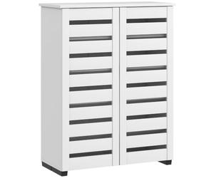 HOMCOM Mobile Scarpiera a 5 Livelli con Ante a Doghe 76x33x98 cm Bianco