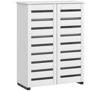 HOMCOM Mobile Scarpiera a 5 Livelli con Ante a Doghe in Legno Bianco