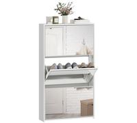 HOMCOM Mobile Scarpiera a Specchio con 3 Cassetti 65x17x114.5 cm