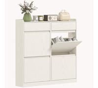 HOMCOM Mobile Scarpiera con 4 Cassetti a Ribalta e 2 Cassetti Scorrevoli Bianco