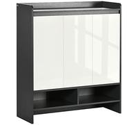 HOMCOM Mobile Scarpiera da Ingresso in Truciolato per 19 Scarpe con Ripiani Regolabili su 3 Livelli, 90x32x100 cm, Grigio e Bianco