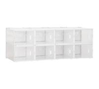 HOMCOM Mobile Scarpiera Modulare 8 Cubi 28x36x21cm Bianco Trasparente | Salvaspazio per Interni, Armadio Modulare, Fori di Ventilazione, Plastica PP