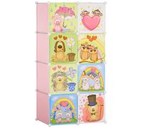 HOMCOM Mobile Scarpiera Modulare Salvaspazio 8 Cubi 74x47x144cm Rosa