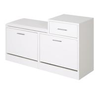 HOMCOM Mobile Scarpiera per 12 Paia di Scarpe con Panca Imbottita Legno Bianco