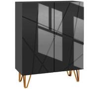 HOMCOM Scarpiera Salvaspazio per 15-20 Paia di Scarpe, Mobile Scarpiera a 2 Ante con Ripiani Regolabili e Chiusura Ammortizzata, Nero