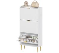 HOMCOM Mobile Scarpiera per 18 Paia di Scarpe con 3 Cassetti a Ribalta Bianco