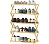 HOMCOM Mobile Scarpiera Pieghevole a 5 Livelli in Bambù 60x29x88 cm