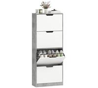 HOMCOM Mobile Scarpiera Salvaspazio Ante Grigio Cemento