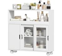 HOMCOM Mobile Slim da Bagno con Ruote e Ripiano Regolabile, Bianco