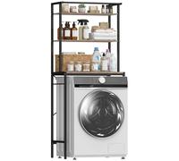 HOMCOM Mobile Sopra Lavatrice, Mobile per Lavatrice con Barra Appendiabiti e Ripiani, Scaffale Coprilavatrice Asciugatrice per Bagno e Lavanderia, 67x40x161.8 cm, Marrone e Nero