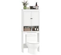 HOMCOM Mobile sopra WC con 2 Mensole Chiuse e Ripiano Aperto Bianco