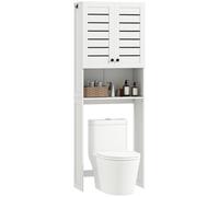 HOMCOM Mobile Sopra WC con Armadietto a 2 Ante e Ripiano Aperto in Legno Bianco
