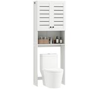 HOMCOM Mobile Sopra WC con Armadietto a 2 Ante e Ripiano Aperto, Mobile Bagno in MDF, Scaffale Sopra WC, 67x31.5x190 cm, Bianco