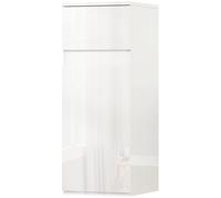 HOMCOM Mobile Sospeso Bagno con Cassetto, Anta Lucida e Ripiano in Vetro Bianco