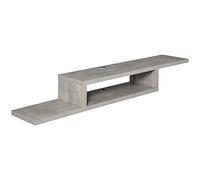 HOMCOM Mobile Sotto TV con Design Moderno Sospeso a Parete Grigio Cemento con 2 Ripiani e Passacavi, 152.4x29.8x21cm