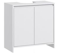 HOMCOM Mobile Sottolavabo Bagno con 2 Ante Decorate, Armadietto Bagno con Intaglio a U per Tubi, per Lavabi con o senza Colonna, 60x30x60cm, Bianco