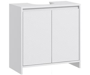 HOMCOM Mobile Sottolavabo con 2 Ante Decorate e Intaglio a U 60x30x60cm Bianco