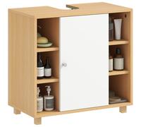 HOMCOM Mobile Sottolavabo con Armadietto 2 Ante Soft-Close e 6 Ripiani Bianco