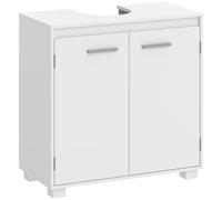 HOMCOM Mobile sottolavabo con mensola regolabile, 2 ante, 60 x 30 x 60 cm, bianco