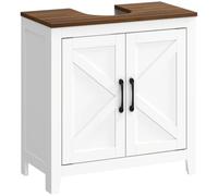 HOMCOM Mobile sottolavabo con ripiano regolabile, 2 ante, bianco e noce