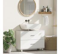 HOMCOM Mobile Sottolavabo per Bagno con 2 Cassetti, Mobiletto Sottolavabo con Intaglio a U, Mobile Bagno Moderno e Salvaspazio, Adatto a Lavabi Senza Piedistallo, 80x30x60 cm, Bianco "Semplifica la tu