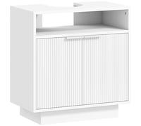 HOMCOM Mobile Sottolavabo per Bagno con Ripiano Interno Regolabile e Soft Close, Mobiletto Sottolavabo Salvaspazio con Intaglio a U, per Lavabi Senza Piedistallo, 60x33x63 cm, Bianco