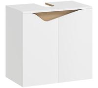 HOMCOM Mobiletto Sotto Lavabo con 2 Ante Ammortizzate per Lavabo a Muro Bianco
