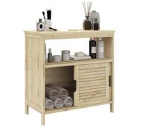 HOMCOM Mobile sottolavello in bambù con 2 ante scorrevoli, mobile portaoggetti per bagno, 60 x 30 x 60 cm, legno naturale