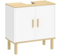 HOMCOM Mobile sottolavello, mobile da bagno con 2 ante e ripiano regolabile, armadio da bagno sotto lavabo, stile moderno, 60 x 30 x 61 cm, bianco