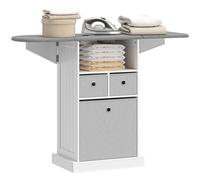 HOMCOM Mobile Stiro a Rotelle con Ripiano Aperto e 3 Cassetti Bianco Grigio