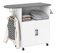 HOMCOM Mobile Asse da Stiro con Barra Appendiabiti, Portaferro da Stiro, Mobile da Stiro Multiuso con Ripiano Aperto, Ruote a Freno, Armadietto con Ripiano Regolabile, 125x43.5x102.5 cm, Bianco