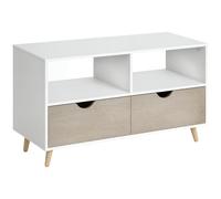 HOMCOM Mobile Supporto per TV con 2 cassetti 2 ripiani per soggiorno camera da letto in legno bianco