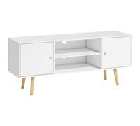 HOMCOM Mobile TV 55" max con 2 Armadietti e 2 Ripiani Aperti, in Legno e Truciolato, 120x34x50 cm, Bianco Aosom
