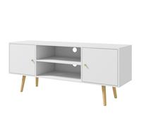 HOMCOM Mobile TV 55" max con 2 Armadietti con Ante e 2 Ripiani Aperti, Consolle TV in Legno e Truciolato, 120x34x50 cm, Bianco
