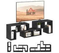 HOMCOM Mobile TV 75" max Modulabile con 2 Ripiani a L e Mensola Rettangolare, Mobile Porta TV Moderno in Truciolato per Soggiorno, 134-180x30.5x44 cm, Nero